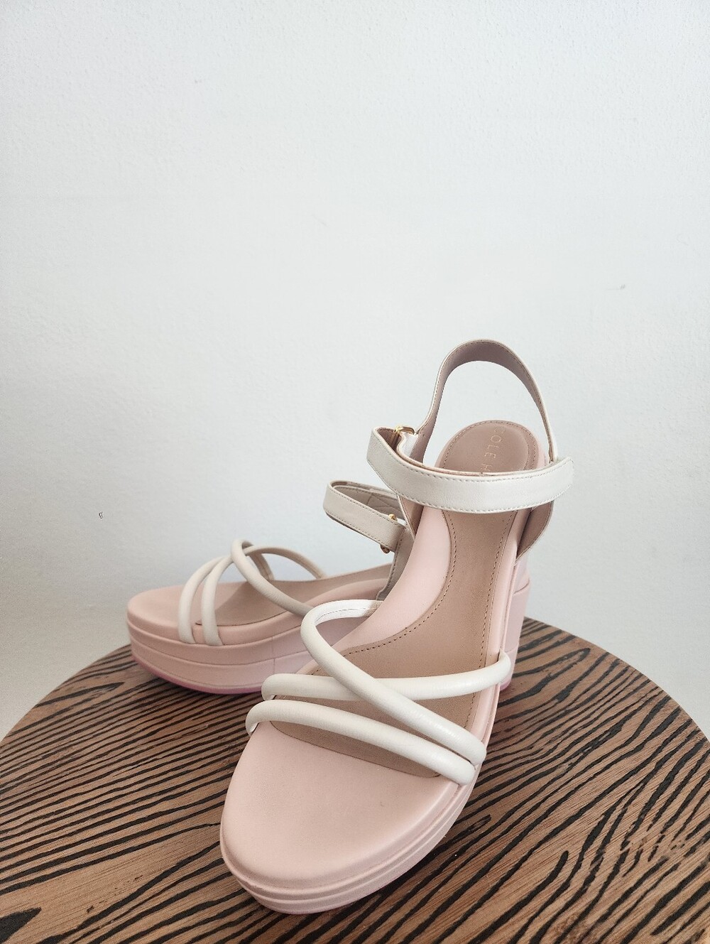 Cole Haan Grand Ambition Addison Strappy Wedge Sandals White Pink Women's Size 7 - Picture 6 of 16